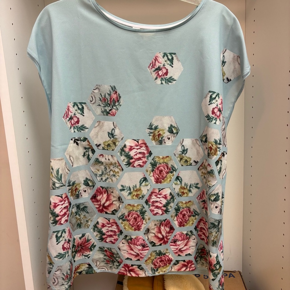 Ted Baker London Graphic Boxy Blouse in Green and Blue